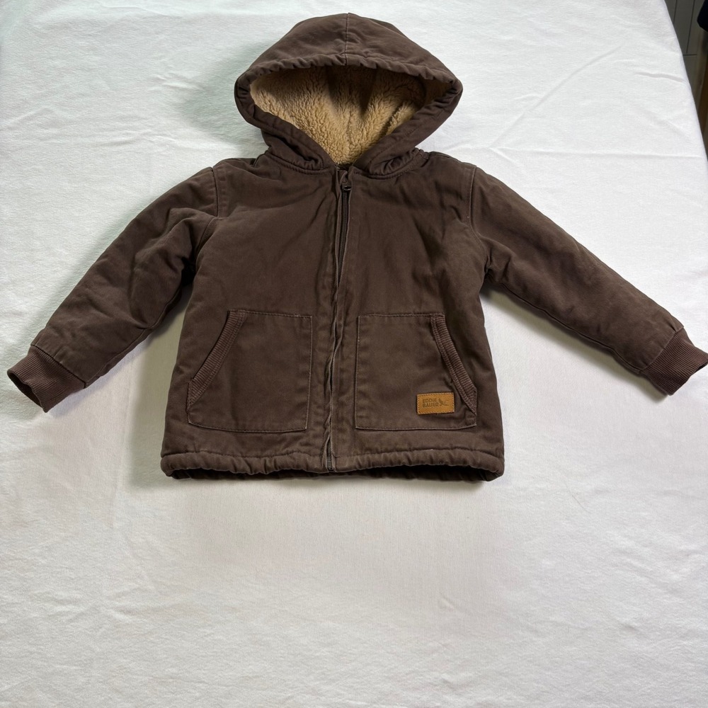 Eddie Bauer, Hooded Sherpa Jacket, Brown, 3T, Good, MSRP $60